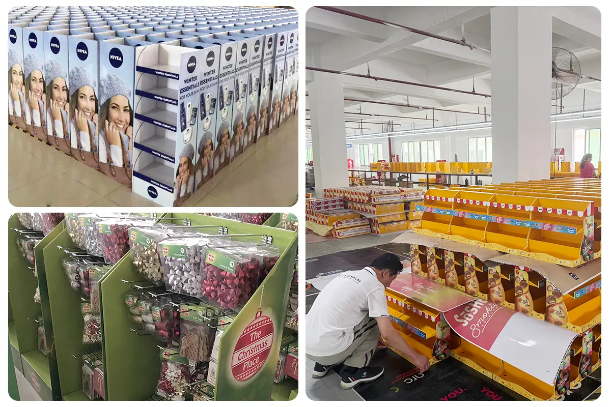 Display stand factory production floor in operation