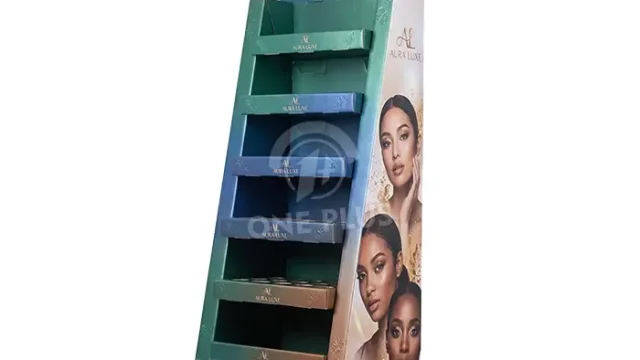 Corrugated cardboard display rack showing load-bearing durability