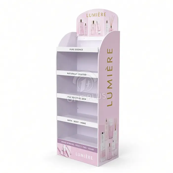 PVC foam board skincare display rack for beauty store promotions