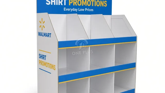 Walmart half pallet corrugated display rack for shirt promotion